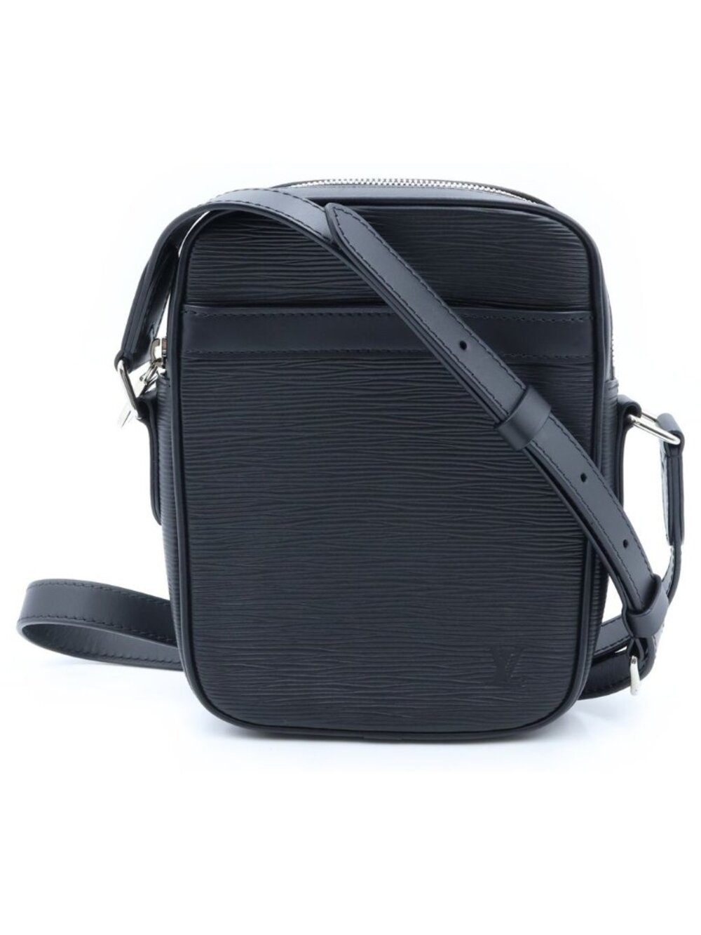 Louis Vuitton Epi Danube PM Mini Shoulder Bag Black Noir Leather Silver